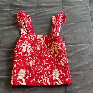 Old Navy Red and White Smocked Top Size XS